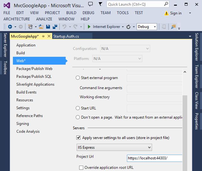 ProjectUrl of MVC Application